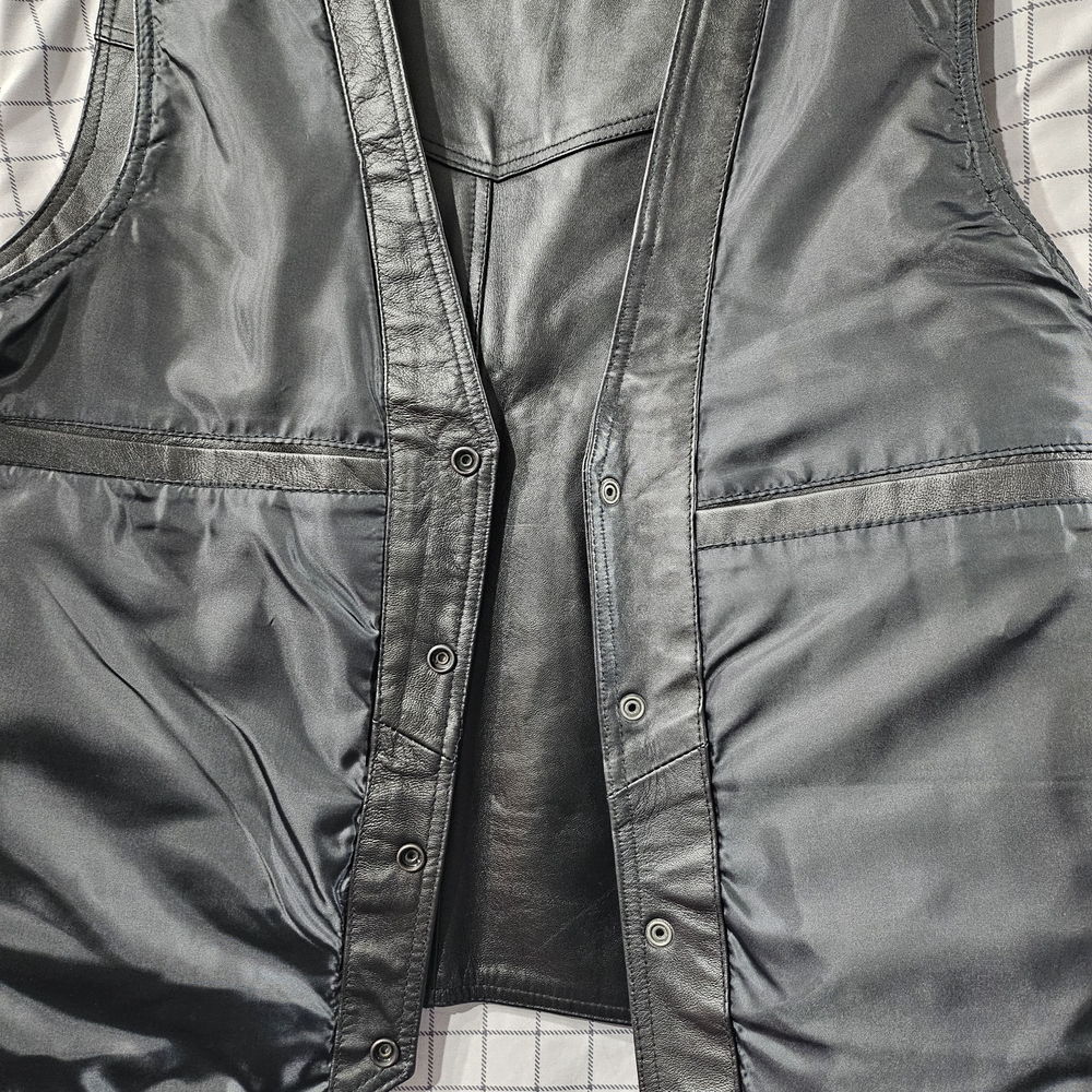 Jamin Leather Black Leather Ultra Soft Lambskin Biker Vest New Size XXL - Picture 4 of 5